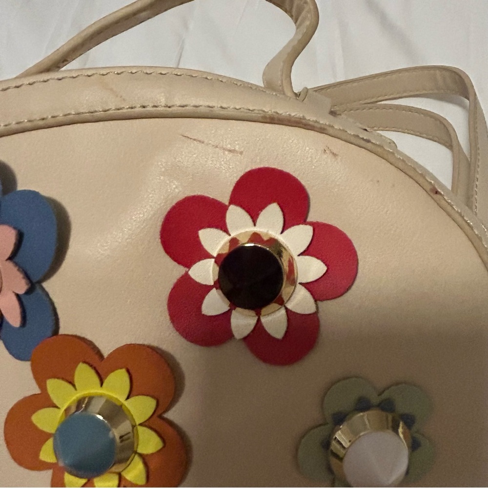 Floral Embellished Cream Boho Mini Backpack - Picture 7 of 16